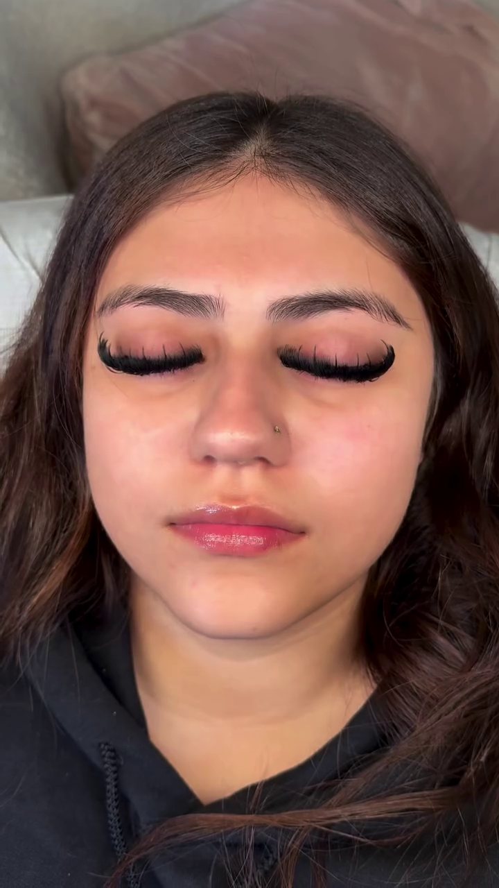 Eyes closed to show a dense dramatic set